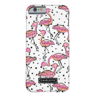 Elegant Pink Flamingo Dalmatian Dots Personalised Barely There iPhone 6 Case
