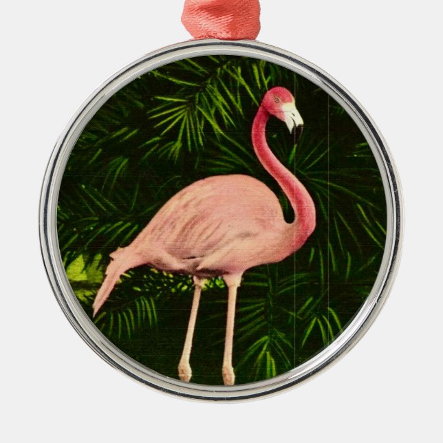 Elegant Pink Flamingo  Metal Tree Decoration (Front)