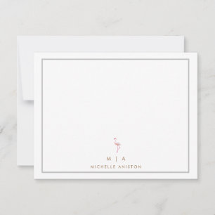 Elegant Pink Flamingo Modern Minimalist monogram  Card