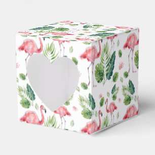  Elegant Pink Flamingo Tropical Leaves Pattern Favour Box