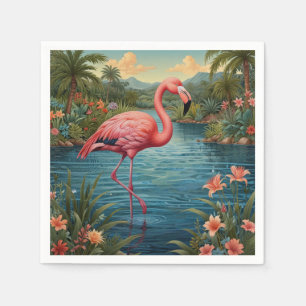 Elegant pink flamingo tropical paradise   napkin