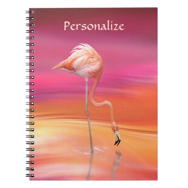 Elegant Pink Flamingo Watercolor Art Personalised Notebook (Front)
