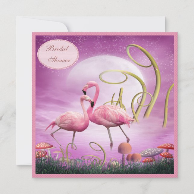 Elegant Pink Flamingos Bridal Shower Invitation (Front)