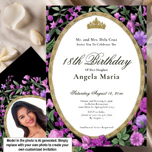Elegant Pink Floral 18th Birthday Debut Invitation