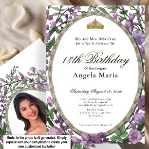 Elegant Pink Floral 18th Birthday Debut Invitation