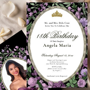 Elegant Pink Floral 18th Birthday Debut Invitation