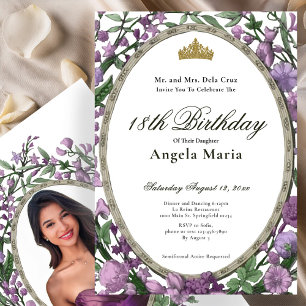 Elegant Pink Floral 18th Birthday Debut Invitation