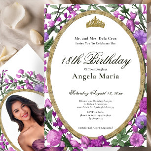 Elegant Pink Floral 18th Birthday Debut Invitation