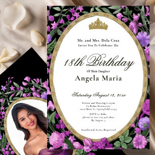 Elegant Pink Floral 18th Birthday Debut Invitation
