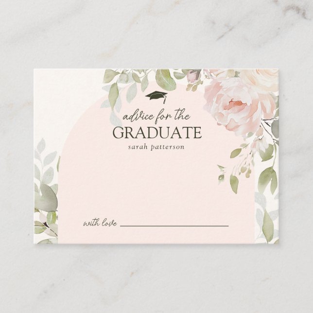 Elegant Pink Floral Advice for the Grad Enclosure Card (Front)