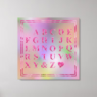 Elegant Pink Floral Alphabet Heart Fun Rainbow Art