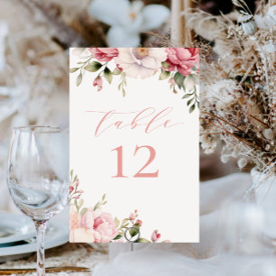 Elegant Pink Floral Baby in Bloom Baby Shower Table Number