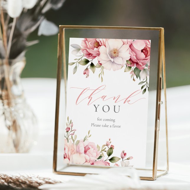 Elegant Pink Floral Baby Shower Favour Sign (Creator Uploaded)