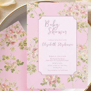 Elegant Pink Floral Baby Shower Invitation