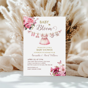 Elegant Pink Floral Baby Shower Invitation