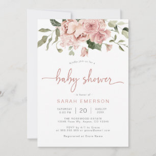 Elegant Pink Floral Baby Shower Invitation