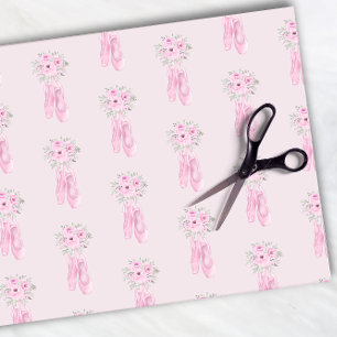 Elegant Pink Floral Ballerina Shoes Girls Birthday Tissue Paper