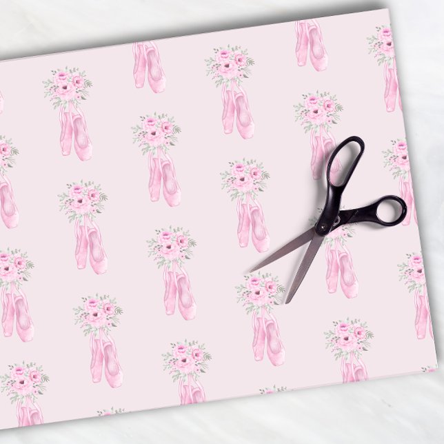 Elegant Pink Floral Ballerina Shoes Girls Birthday Tissue Paper (Creator Uploaded)