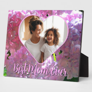 Elegant pink floral Best Mum Ever photo template Plaque