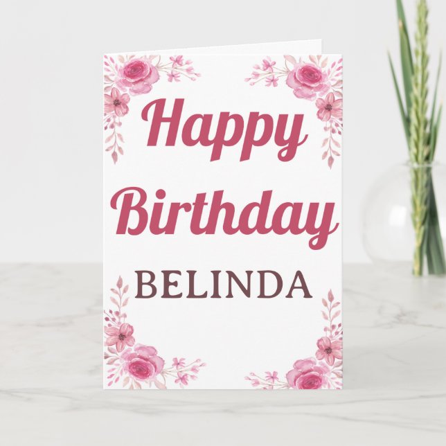 ELEGANT PINK FLORAL BIRTHDAY CARD (Front)