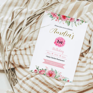 Elegant Pink Floral Birthday Invitation   Custom