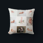 elegant pink floral birthday multi photo cushion<br><div class="desc">little pumpkin birthday modern pink and purple photo collage invitation. Modern script text design. Part of a collection. add your photos and childs age to fully personalise</div>