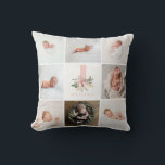 elegant pink floral birthday multi photo cushion<br><div class="desc">little pumpkin birthday modern pink and purple photo collage invitation. Modern script text design. Part of a collection. add your photos and childs age to fully personalise</div>