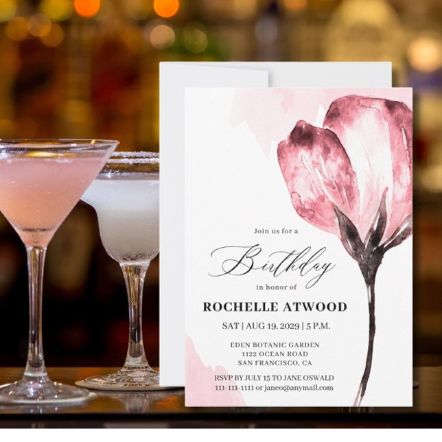 Elegant Pink Floral Birthday Party Invitation (Creator Uploaded)