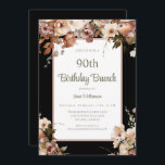 Elegant Pink Floral Black 90th Birthday Brunch Invitation<br><div class="desc">Elegant Pink Floral Black 90th Birthday Brunch Invitation
This elegant 90th birthday party invitation is perfect for your special event! This design features beautiful pink watercolor flowers. The custom typography is trendy and elegant!</div>