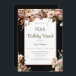 Elegant Pink Floral Black 90th Birthday Brunch Invitation<br><div class="desc">Elegant Pink Floral Black 90th Birthday Brunch Invitation
This elegant 90th birthday party invitation is perfect for your special event! This design features beautiful pink watercolor flowers. The custom typography is trendy and elegant!</div>