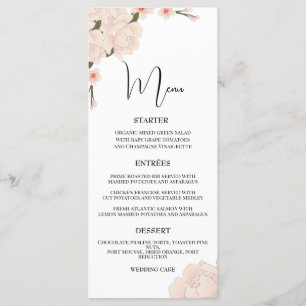 Elegant Pink Floral Blossom Wedding Flat Menu