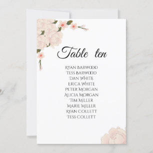 Elegant Pink Floral Blossom Wedding Seating Chart Invitation