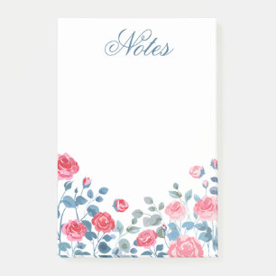 Elegant Pink Floral Border Notes