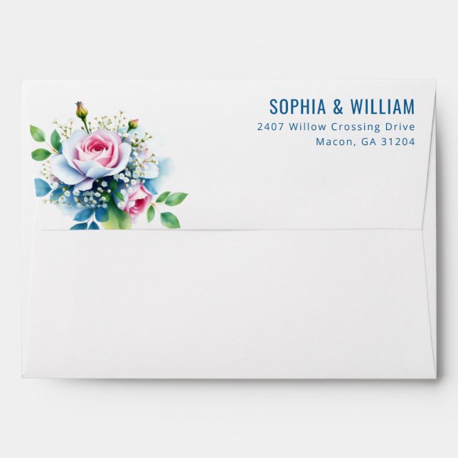 Elegant Pink Floral Bouquet Envelope (Back (Top Flap))