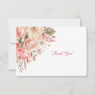 Elegant Pink Floral Bouquet Flat Card