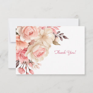 Elegant Pink Floral Bouquet Flat Card