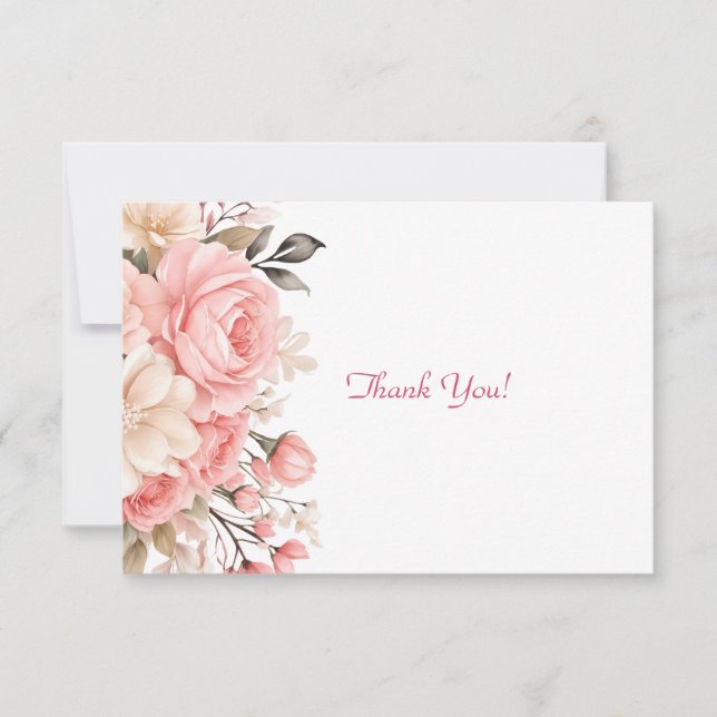 Elegant Pink Floral Bouquet Flat  Card (Front)