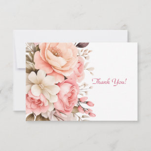 Elegant Pink Floral Bouquet Flat Card
