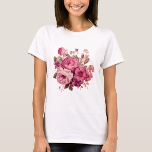 Elegant Pink Floral Bouquet   Vintage Rose T-Shirt