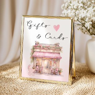 Elegant Pink Floral Boutique Gifts and Cards Sign
