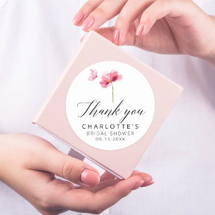 Elegant Pink Floral Bridal Shower Classic Round Sticker