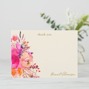 Elegant Pink Floral Bridal Shower Custom Thank You