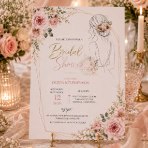 Elegant Pink Floral Bridal Shower Invitation