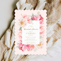 Elegant Pink Floral Bridal Shower Invitation