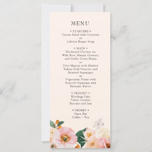 Elegant Pink Floral Bridal Shower Menu