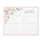 Elegant Pink Floral Bridal Shower Recipe Card
