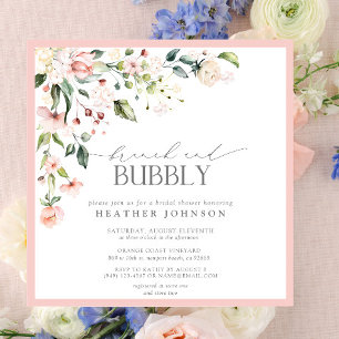 Elegant Pink Floral Brunch & Bubbly Bridal Shower Invitation