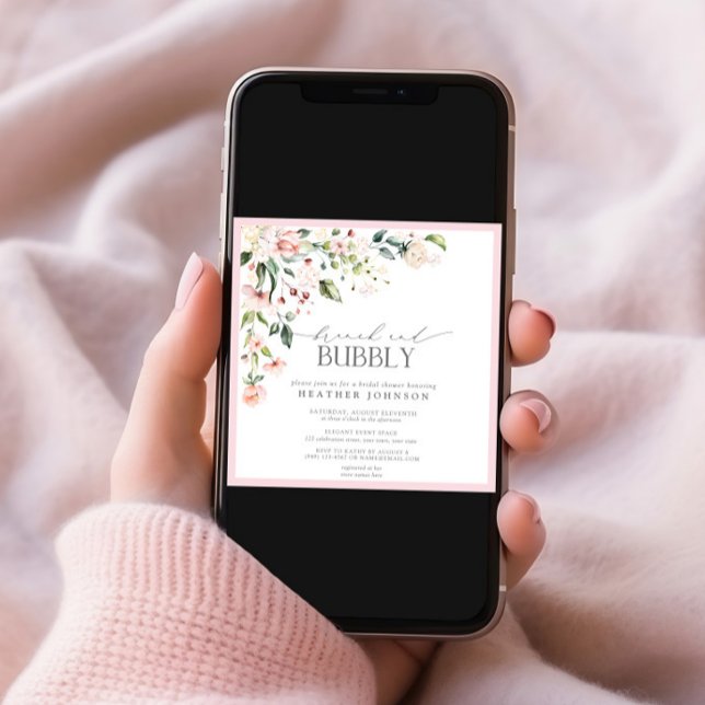 Elegant Pink Floral Brunch & Bubbly Bridal Shower Invitation (Creator Uploaded)