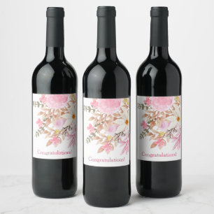 Elegant Pink Floral Celebration Food and Beverage Wine Label