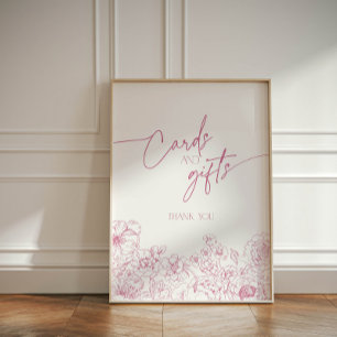 Elegant Pink Floral Chinoiserie Cards and Gifts Pedestal Sign